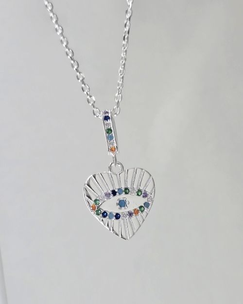 Gargantilla de Corazón y ojo turco con extensor