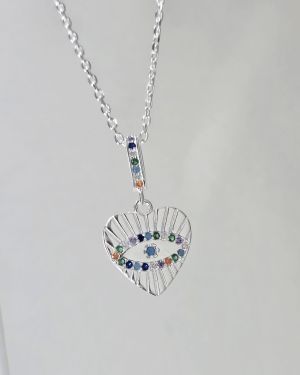 Gargantilla de Corazón y ojo turco con extensor