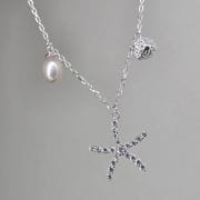 Gargantilla colección Mar – Perla, estrella, ostra plata