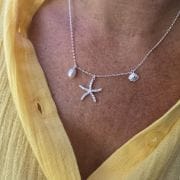 Gargantilla colección Mar – Perla, estrella, ostra plata
