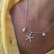 Gargantilla colección Mar – Perla, estrella, ostra plata