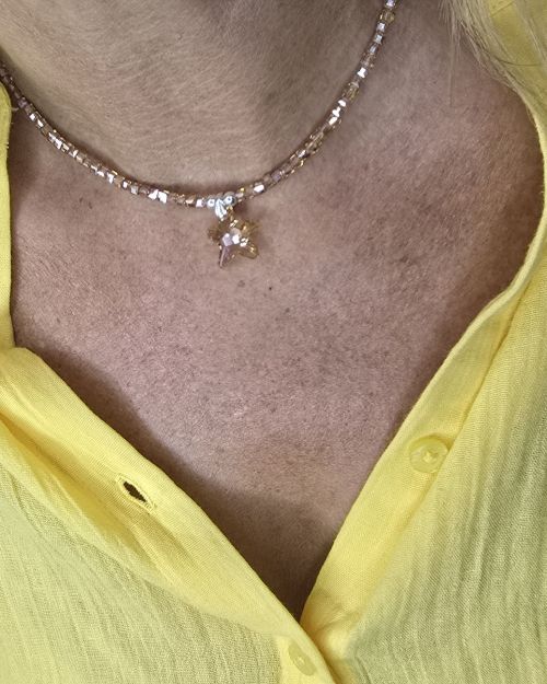 Gargantilla honey con estrella de mar ambar cristal swarovski