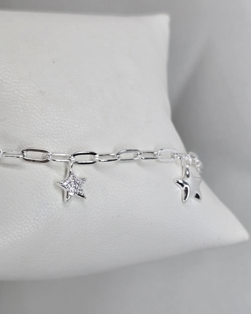 Pulsera de Estrellas Plata con eslabones forcet