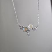 Gargantilla de esfera aqua y Flores