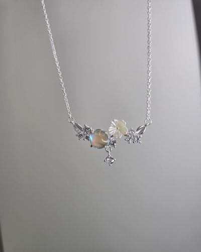 Gargantilla de esfera aqua y Flores