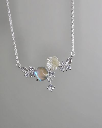 Gargantilla de esfera aqua y Flores