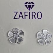 Aros pasantes de Flores con pave satinados PLATA 925