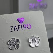 Aros pasantes de Flores con pave satinados PLATA 925