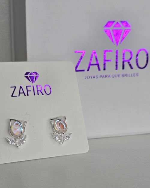 Aros pasantes tulipán Tornazol de plata