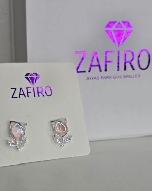 Aros pasantes tulipán Tornazol de plata