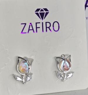 Aros pasantes tulipán Tornazol de plata