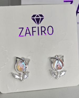 Aros pasantes tulipán Tornazol de plata