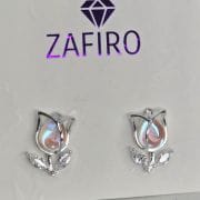 Aros pasantes tulipán Tornazol de plata