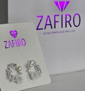 Aros calados punto de luz, perla cubics pasantes