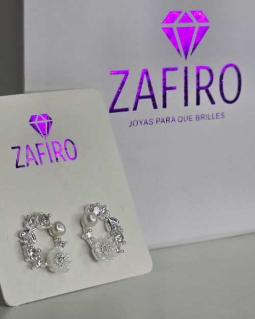 Aros calados punto de luz, perla cubics pasantes