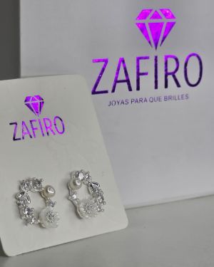 Aros calados punto de luz, perla cubics pasantes