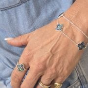 Pulsera doble con treboles nacar colores de Plata 925