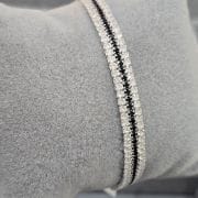 Pulsera triple eslabón tenis cubic blanco y negro 6,8 MM