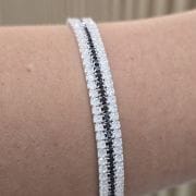 Pulsera triple eslabón tenis cubic blanco y negro 6,8 MM