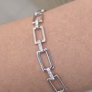 Pulsera de plata rodinada eslabones cuadrados forcet