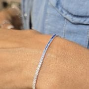 Pulsera tenis REGULABLE de plata degradé de azules