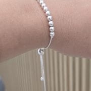 Pulsera bolas de plata regulable 5MM