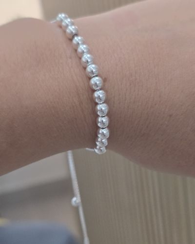 Pulsera bolas de plata regulable 5MM