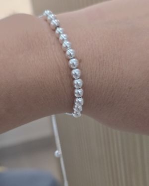 Pulsera bolas de plata regulable 5MM