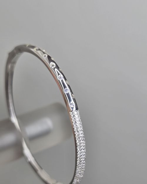 Pulsera esclava de puntos de luz pave Plata 925