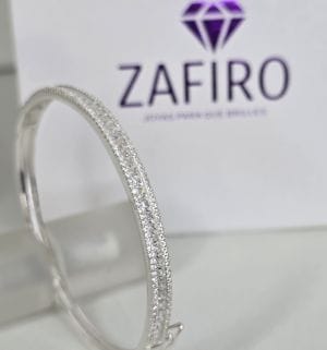 Esclava con cubics y pave rigida de plata