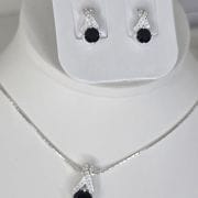 Conjunto dije más aros cubic negro y pave