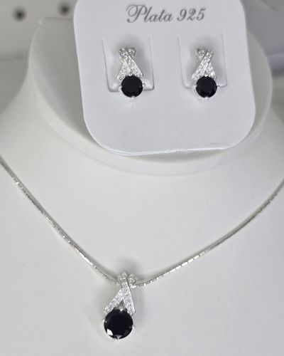 Conjunto dije más aros cubic negro y pave