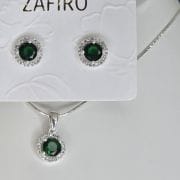Conjunto cubic verde cristal aros más dije