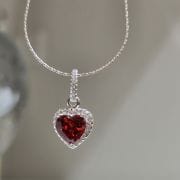 Conjunto cadena más dije cubic corazón rojo