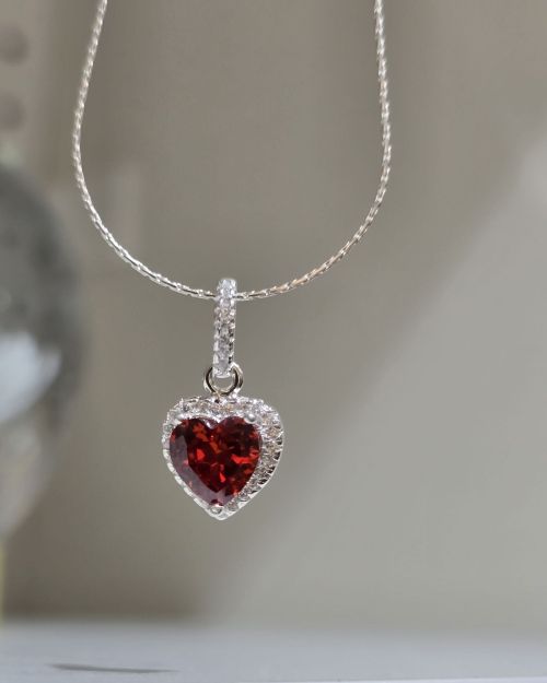 Conjunto cadena más dije cubic corazón rojo