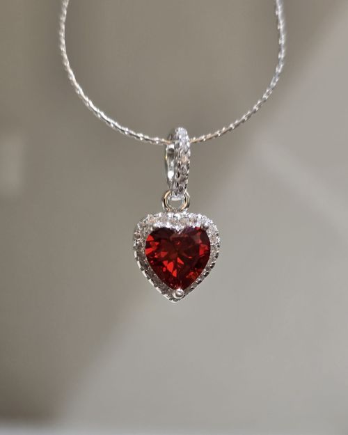 Conjunto cadena más dije cubic corazón rojo