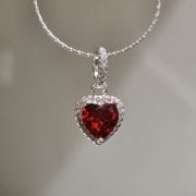 Conjunto cadena más dije cubic corazón rojo