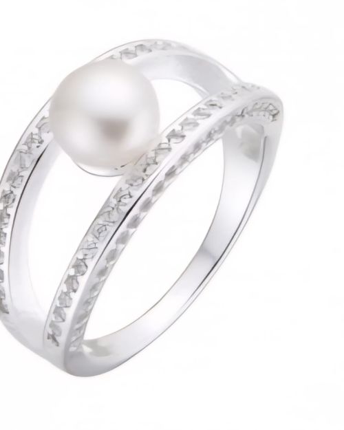 Anillo abierto con perla y microcubics