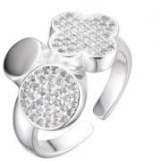 Anillo trebol circulos de Plata con brillo regulable