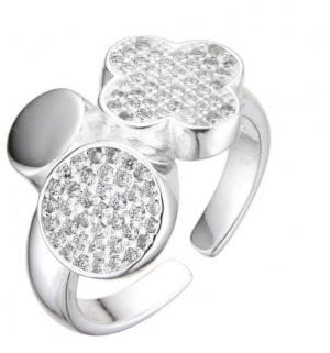 Anillo trebol circulos de Plata con brillo regulable