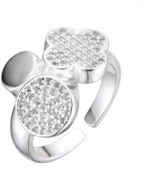 Anillo trebol circulos de Plata con brillo regulable