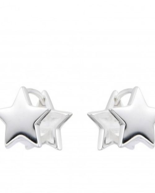 Argollitas de estrellas plata lisa 9 mm