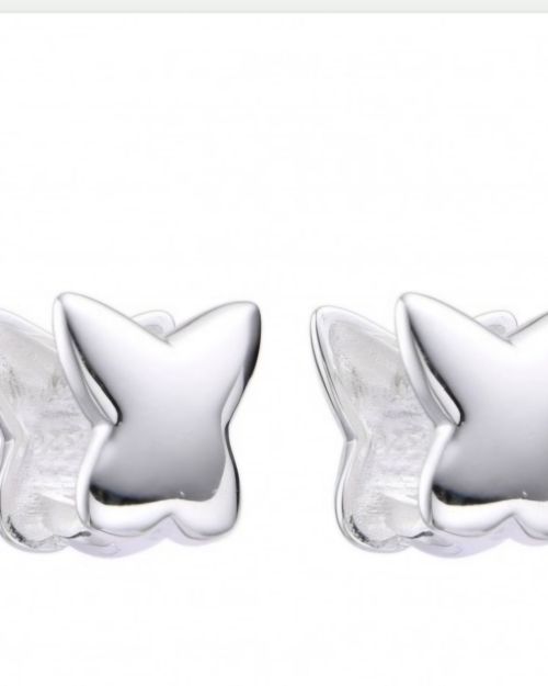 Argollas lisas de Plata Mariposas