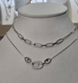 Importante cadena forcet rodinada de plata