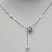 Cadena rodinada con aro más perla punto luz caida