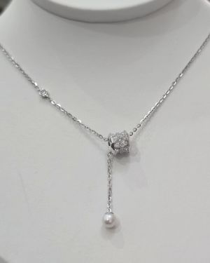 Cadena rodinada con aro más perla punto luz caida