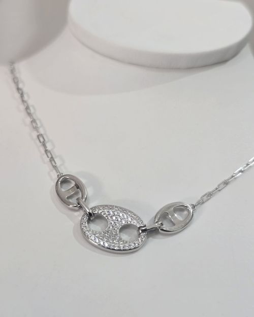 Cadena Gucci de plata rodinada