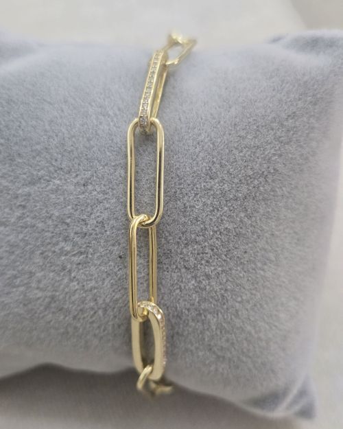 Pulsera forcet ancha Gold con pave