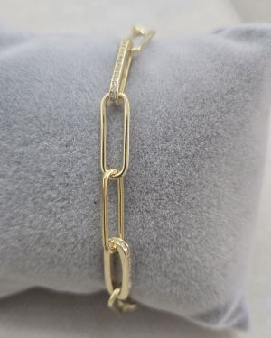 Pulsera forcet ancha Gold con pave