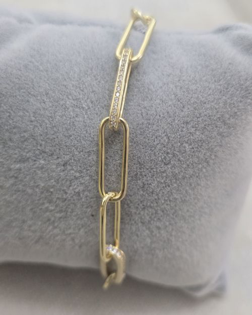 Pulsera forcet ancha Gold con pave